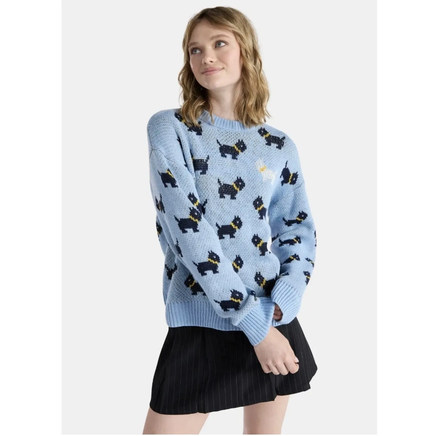NEW Stranger Things Season 5 Erica Scottie Dog Sweater Small Blue No Boundaries - Image 3