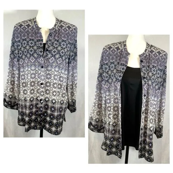 Vintage Rebecca Malone beautiful button down print top with cami size large - Image 2