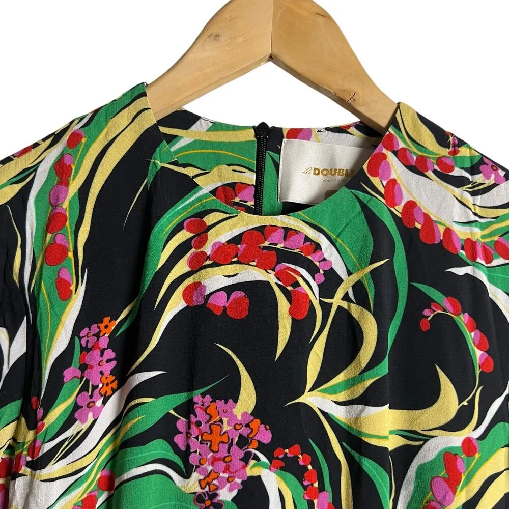 La DoubleJ Tinder Multicolor Floral Print Long Sleeve Midi Dress Size Black Size XS - Image 8