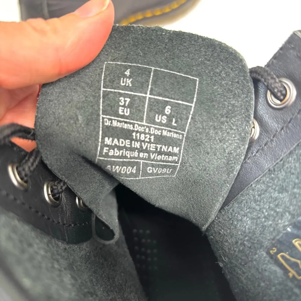 Dr Martens 11821 Black Leather 8 Eye Mid Boots 6 - Image 4