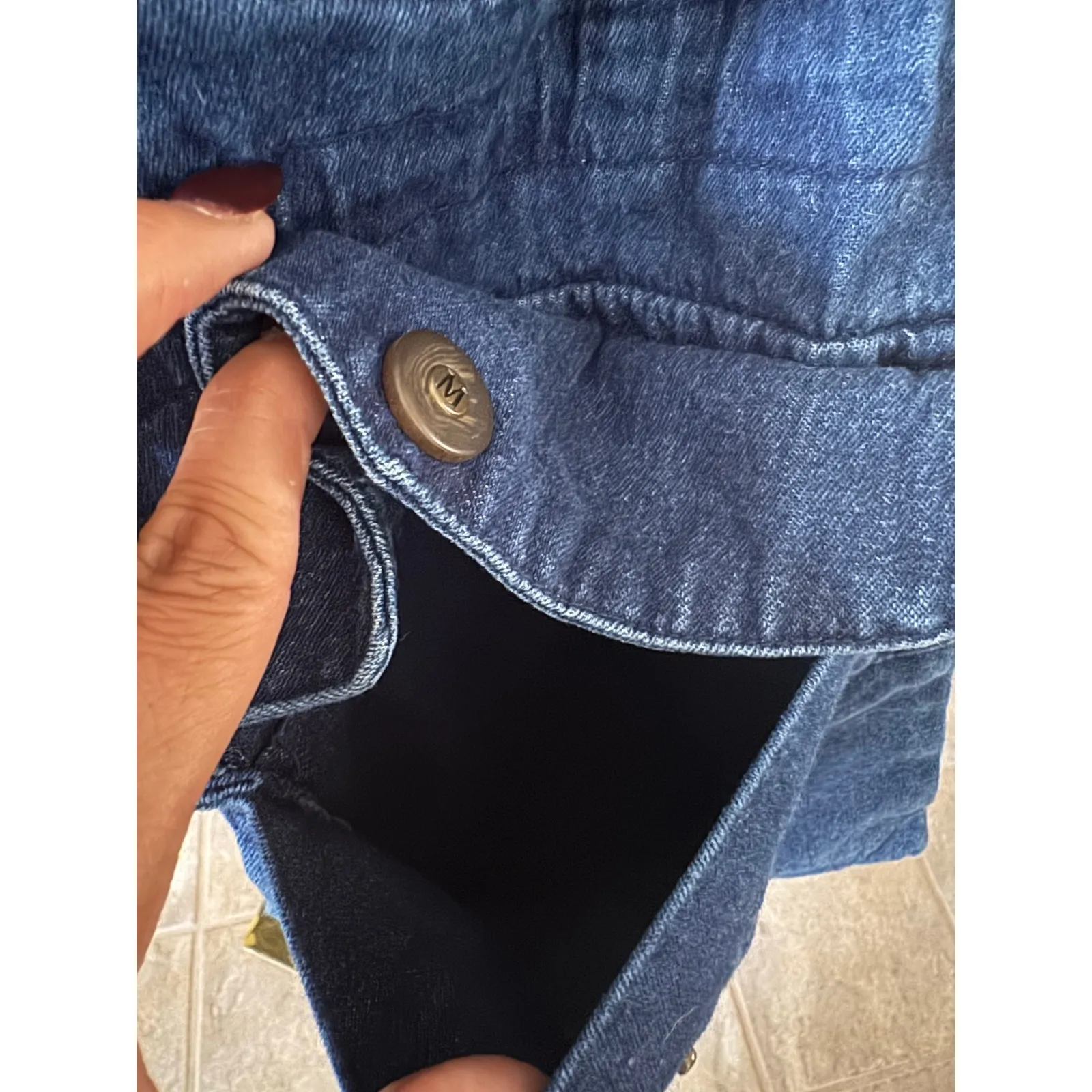 Mackintosh Denim Plaid Lined Relaxed Fit Vintage Barn / Chore Coat Size Small Blue - Image 8