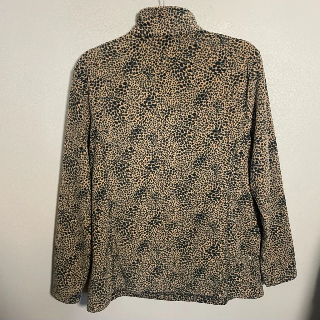 Lands' End Animal Print Fleece Pullover 1/4 Zip Size Large - Image 4