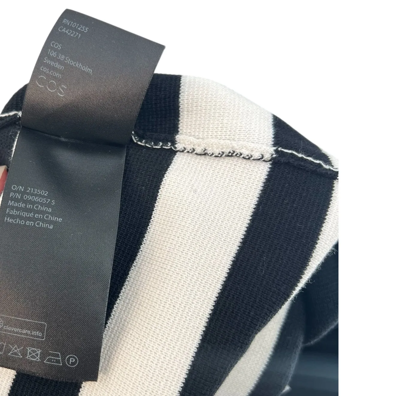 COS A-Line Roll Neck Top Sweater Striped Black Cream Size‎ Small - Image 13