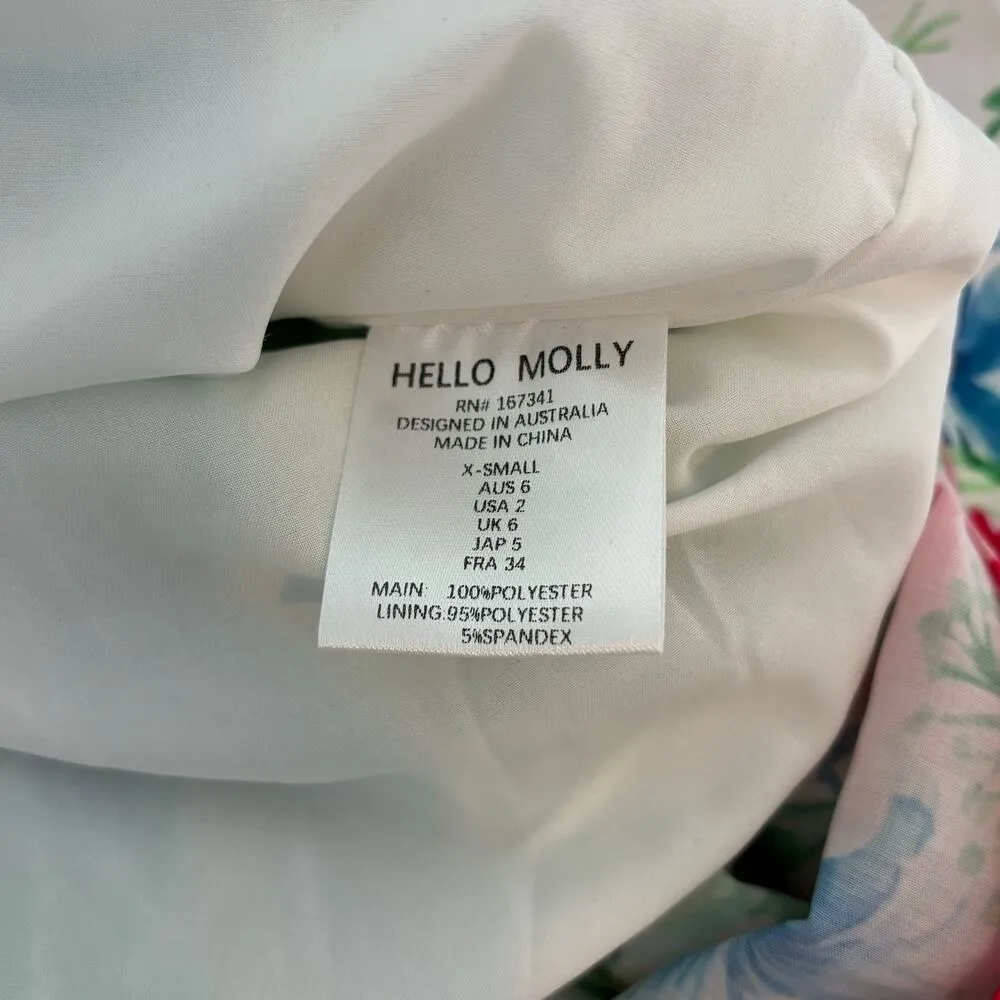 Hello Molly Where Wildflowers Bloom Red Green Floral One Shoulder Maxi Dress XS - Image 9