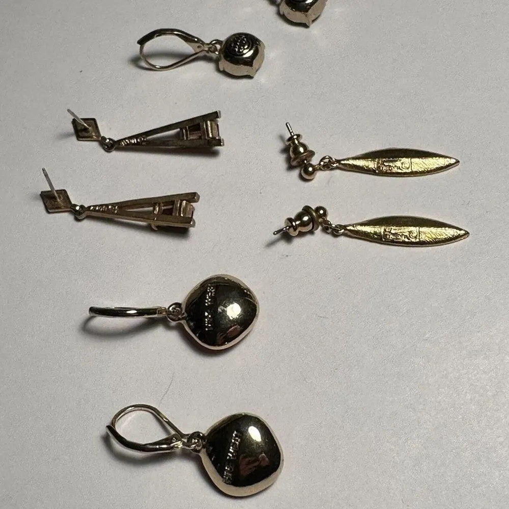 Lot Of 4 Gold Tone Pierced Dangle Earrings - 3 Signed - Avon, Trifari, Nine West - Image 10