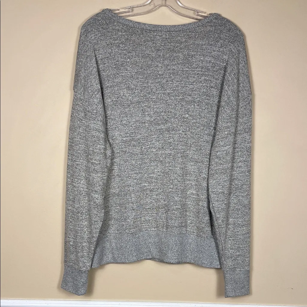 GAP Women’s Lurex Heather Gray Metallic Gold Knit Sweater - Image 6