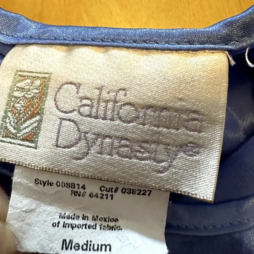 VTG California Dynasty Slip Nightgown Spaghetti Strap Crisscross Back Blue M Size M - Image 2