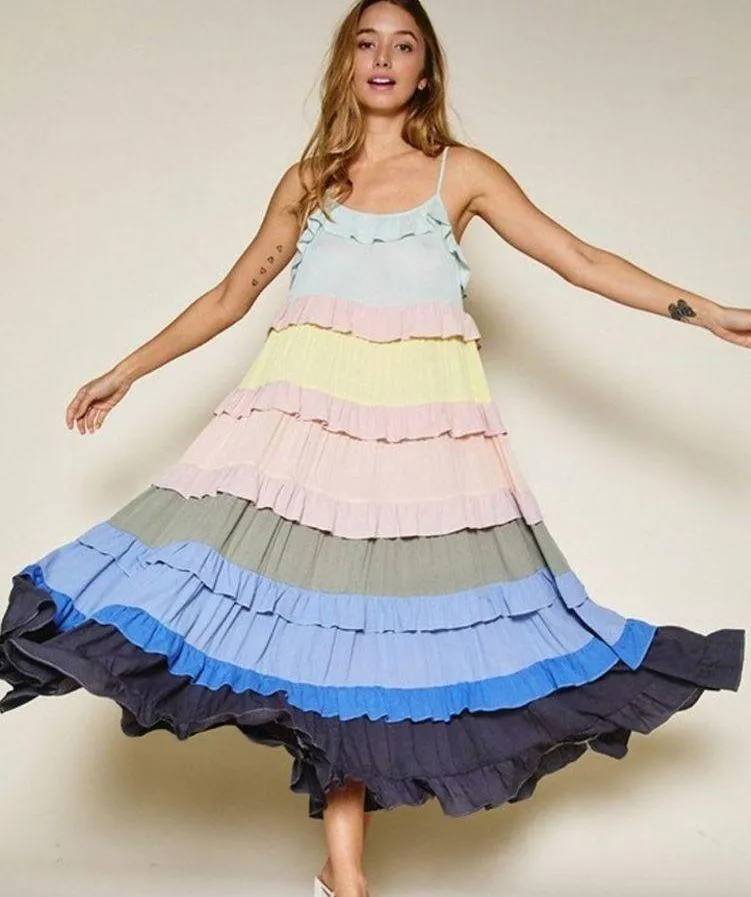 Multicolor Tiered Maxi
Dress Size L NWT - Image 3