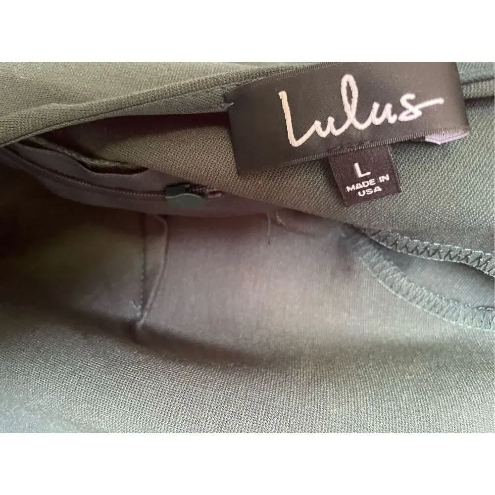 NWT Lulus Olive Green Open Back Long Sleeve Round Neck Dress Size L Party Knee L Size L - Image 11