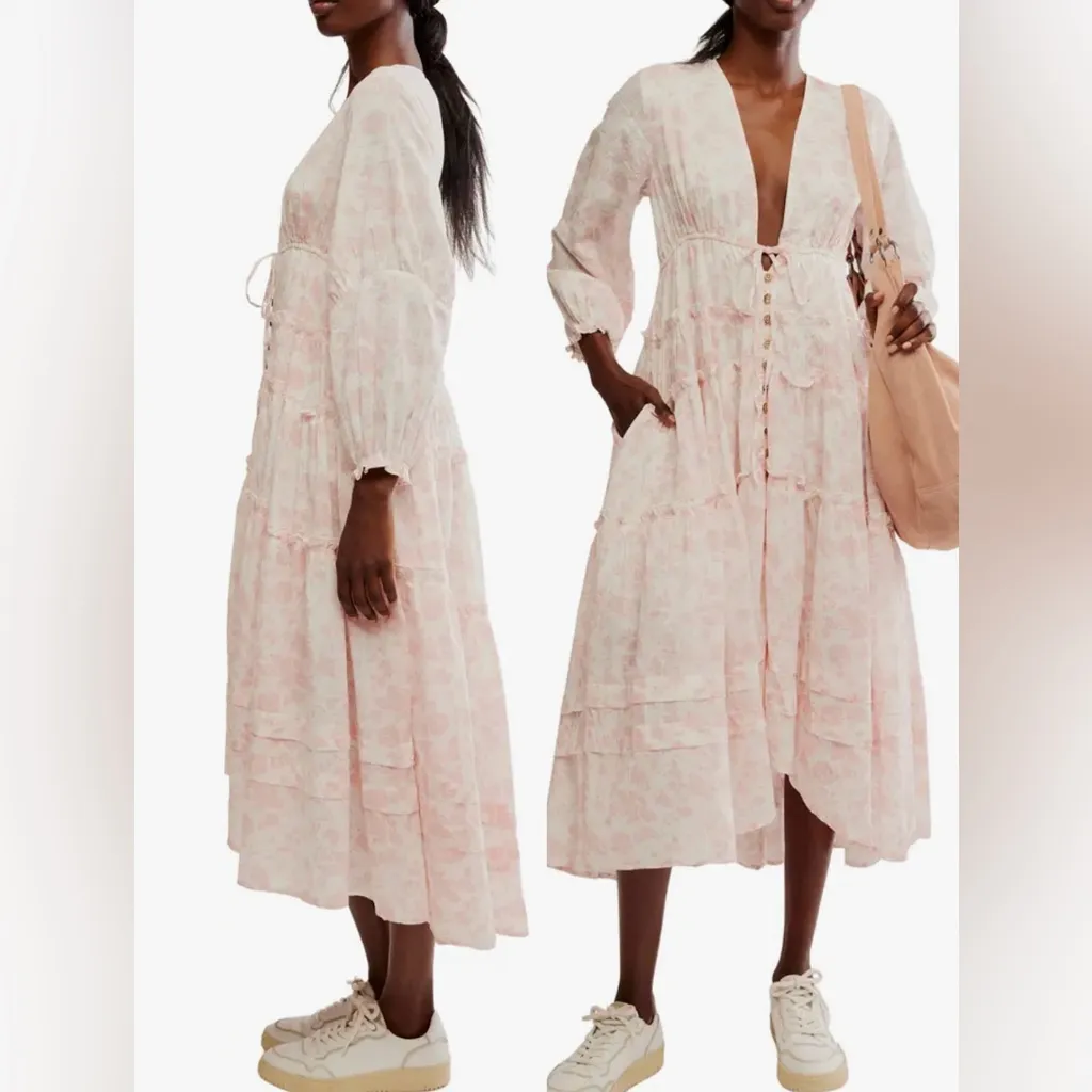 NWOT FREE PEOPLE Pappiet Midi Dress Femme Combo Sz S - Image 2