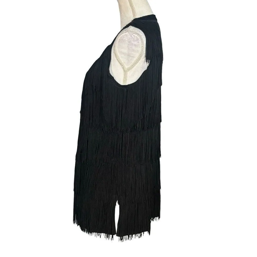 Berek Vest Size Small Fringe Black Sleeveless Boho Western Festival Layering - Image 3