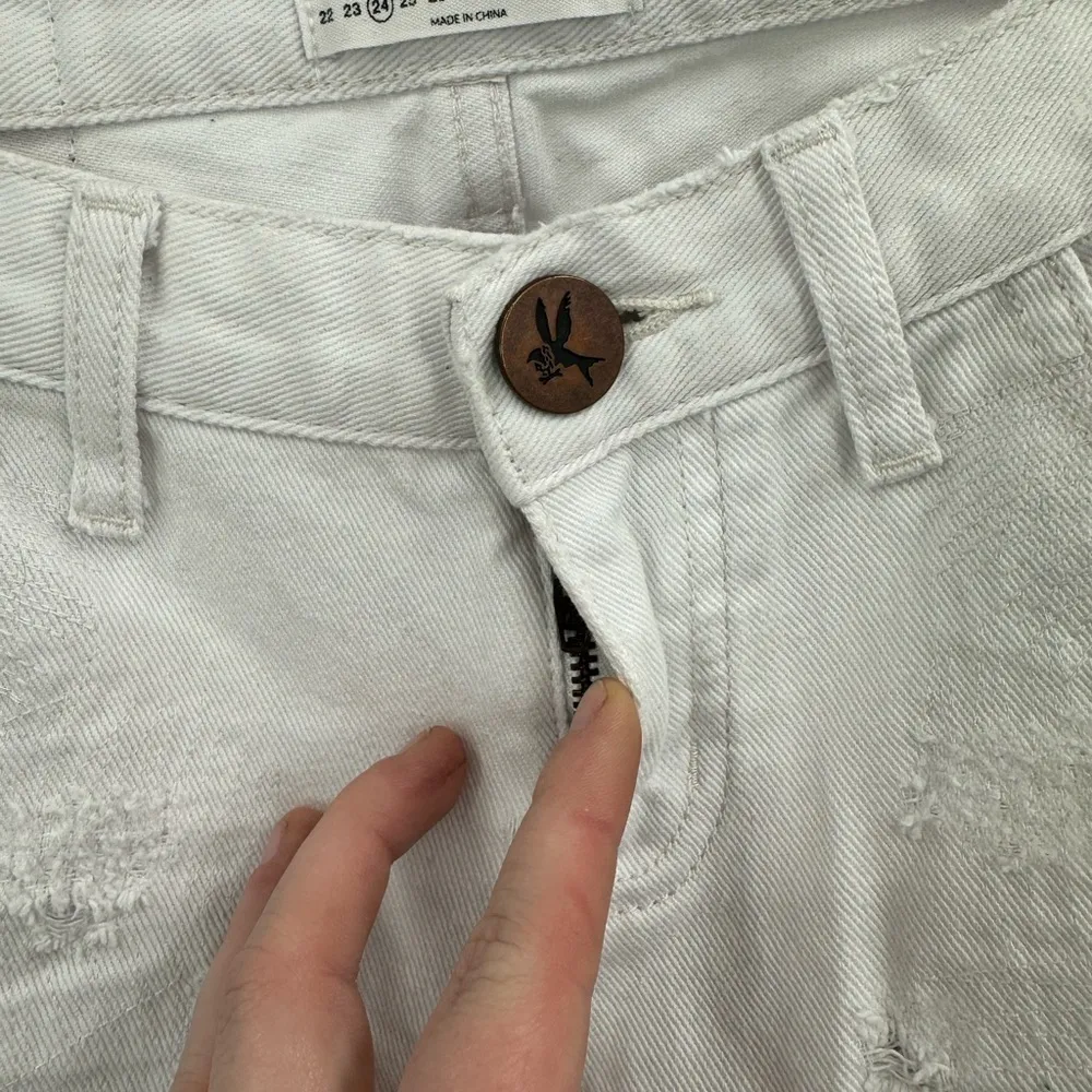 One Teaspoon Jean Women‎ 24 White Beauty Freebirds Low Rise Rigid Skinny Skater - Image 8