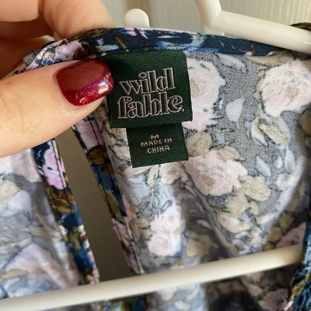 Wild Fable size medium floral granny core midi knee length long sleeve blue - Image 5