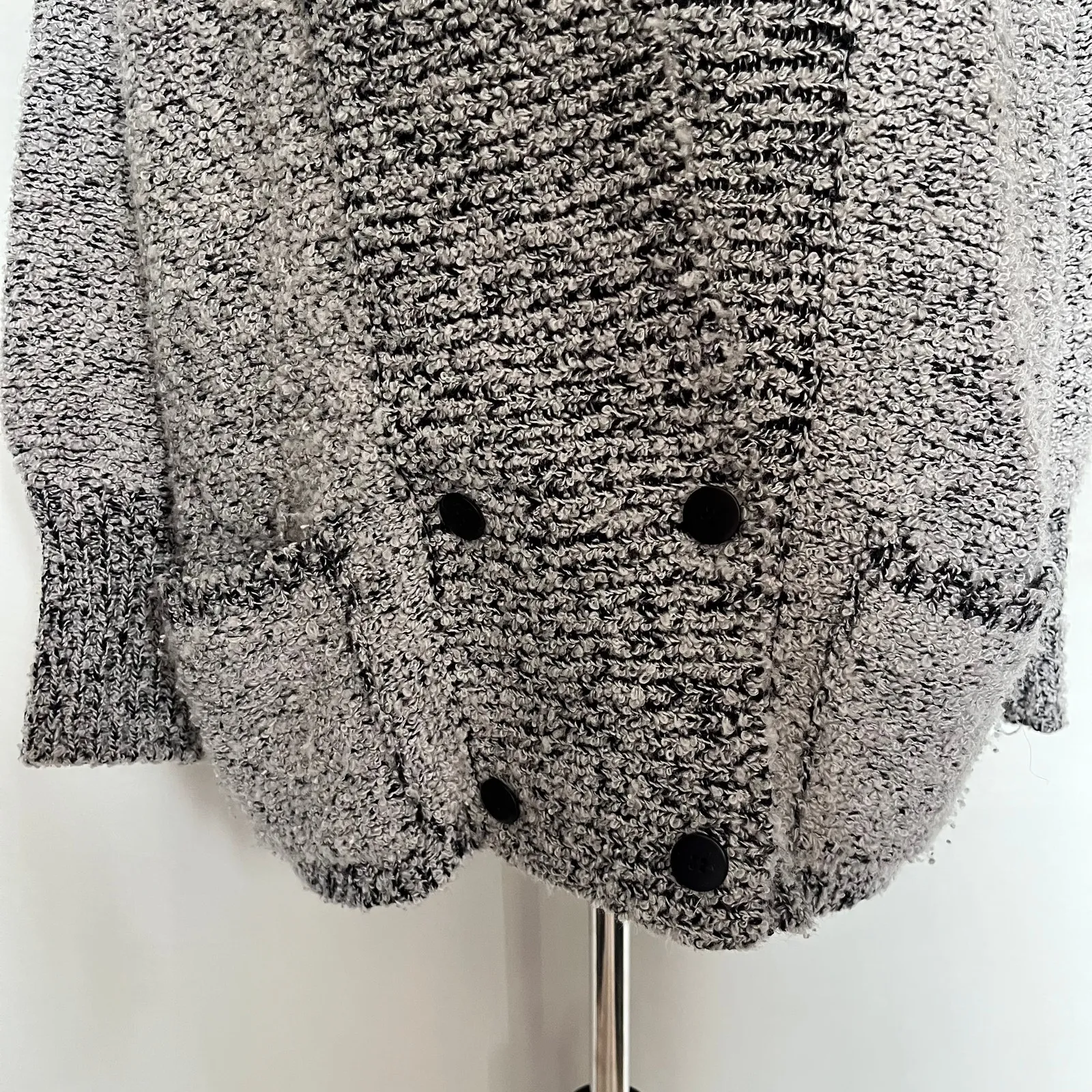 Vtg Y2K Side Effects Marled Cardigan Womens Sweater Sz M Chunky Knit Grandpa Black Size L - Image 3