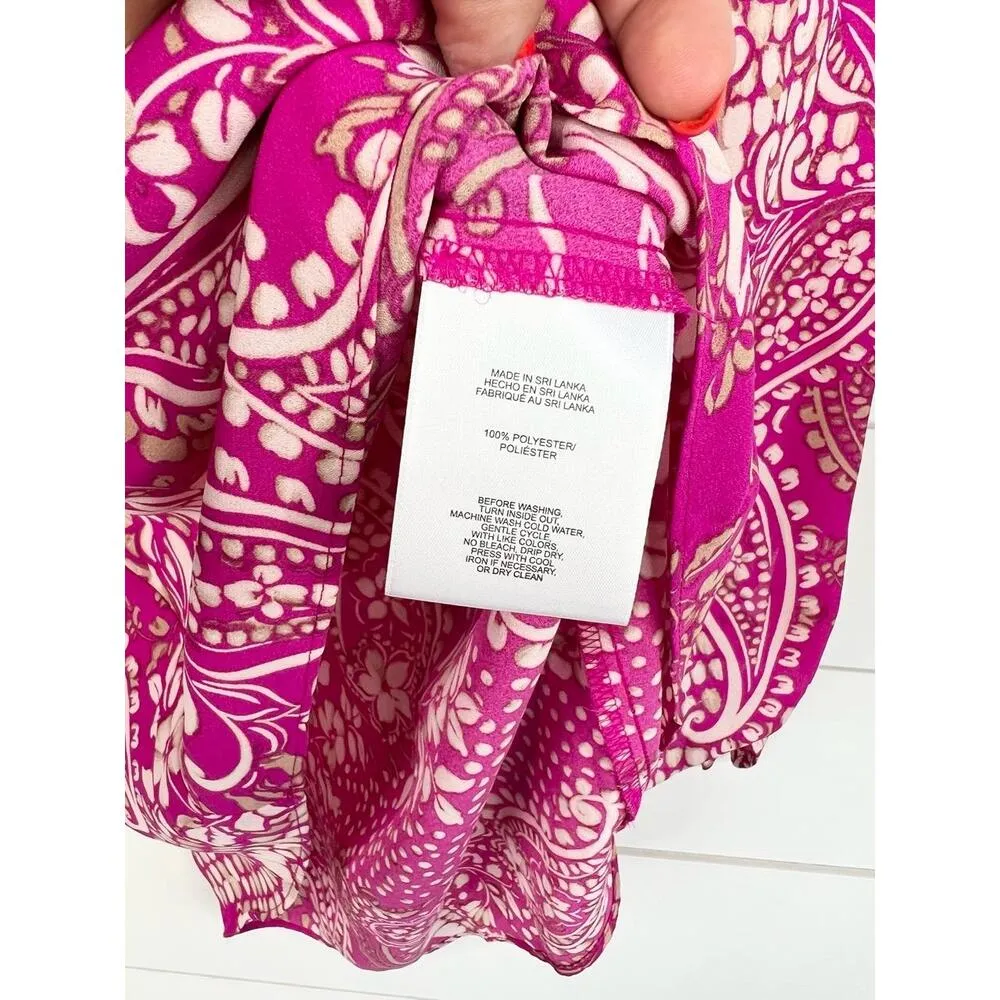 Jones New York Orchard Beige Paisley Print VNeck 3/4 Sleeve Blouse Petite Small - Image 11