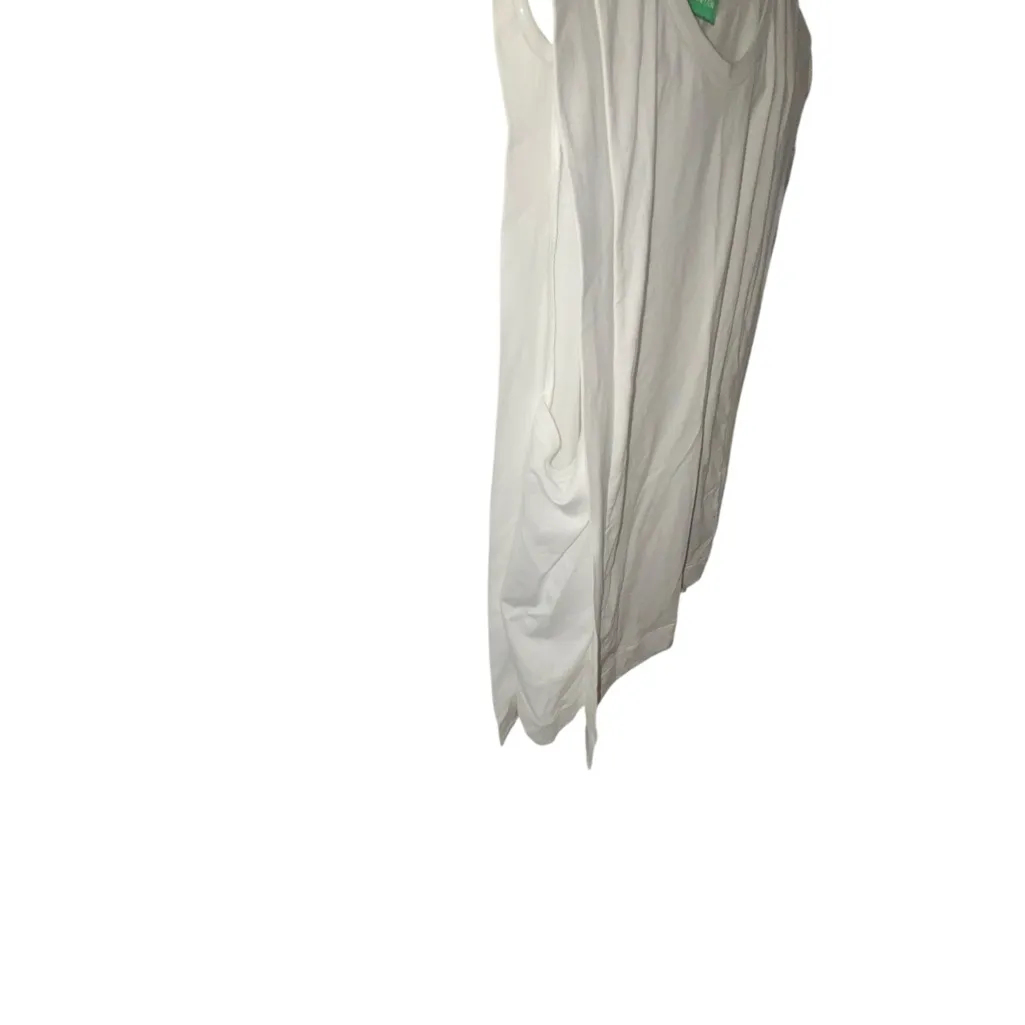 New United colors of Benneton White Cotton Sleeveless T-shirt Top sz M - Image 3