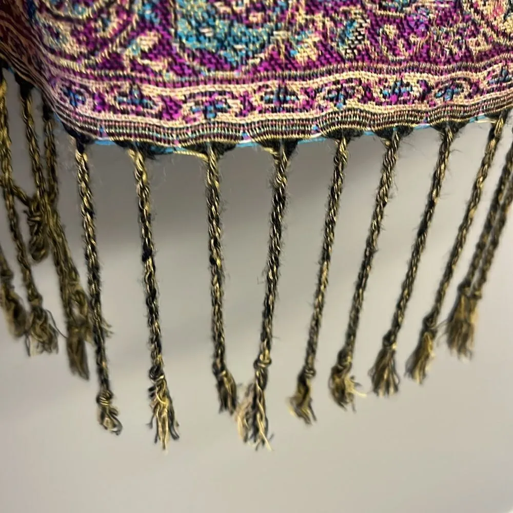 Beautiful Purple Blue Green Tan Paisley Pattern Pashmina Wrap Scarf w/ Tassel-OS - Image 5