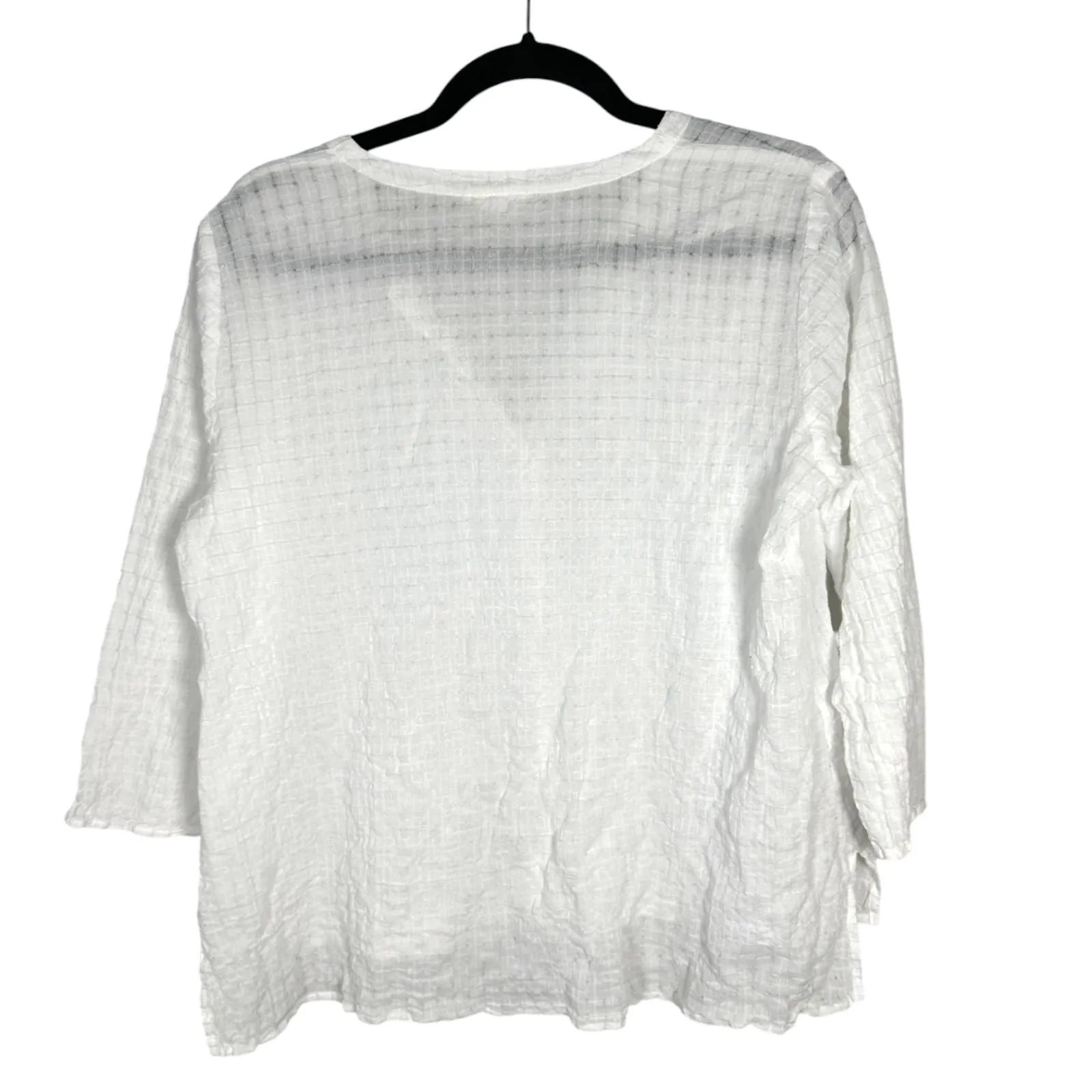 Eileen Fisher Organic Cotton Textured 3/4 Sleeve Blouse PP PS Petite Small XS - Image 4