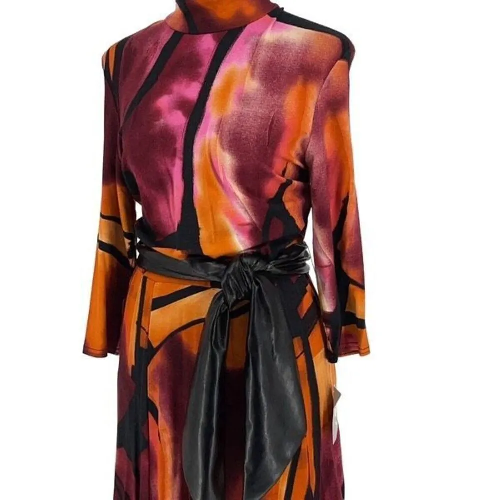 Vintage Joseph Ribkoff Womens‎ Geometric Mock Neck Midi Dress Multi Size 8 NWT - Image 4