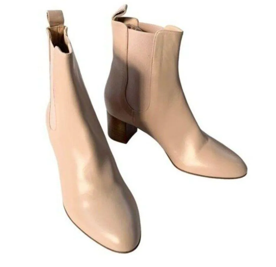Kahmune Mila Leather Ankle Boot Bootie Light Pink Beige Size 40 NWT - Image 10