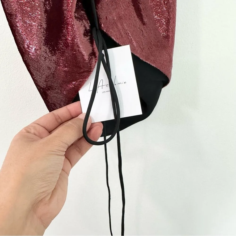 L'Academie Palmer Top Strappy Open Back Burgundy size XL - Image 7