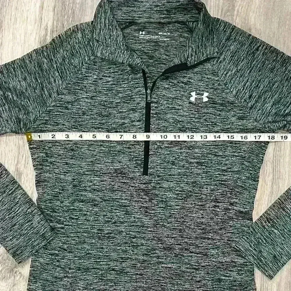 Under Armour HeatGear 1/4 Zip Lightweight Long Sleeve Athletic Top Gray Size M - Image 4