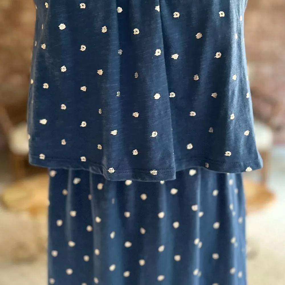 Loft Dress Halter Tiered Silver Polka Dot Blue Mini S Party Garden Sundress - Image 7