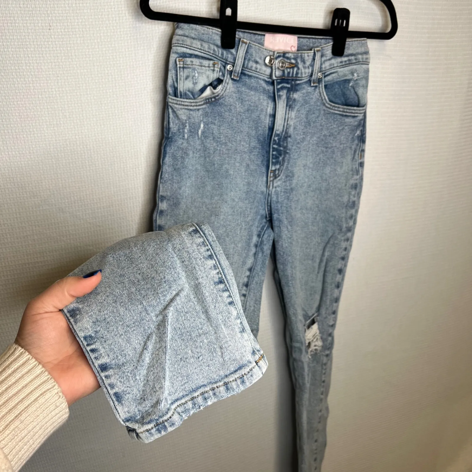 Revice Denim Jeans Women's Size 27 Acid Wash Uptown Rising Star Back Ripped Blue - Image 7