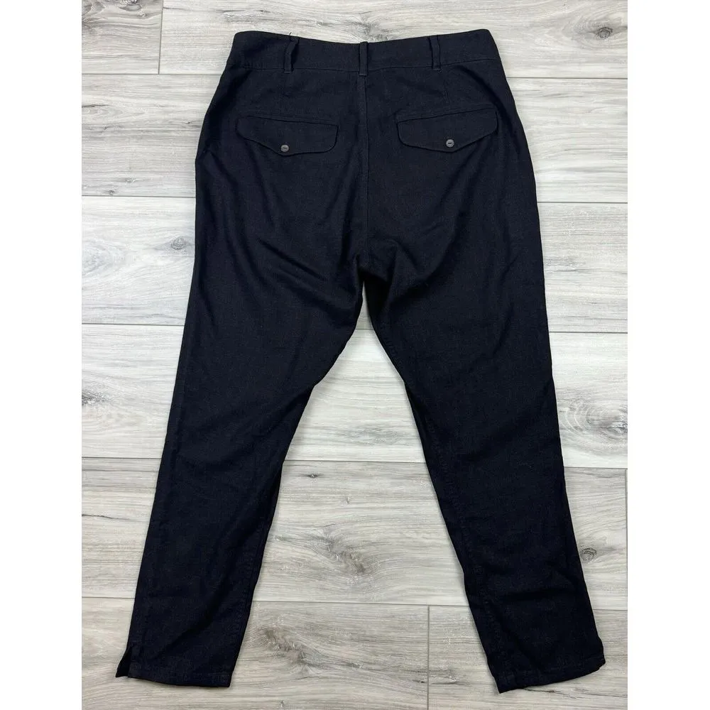 BROCHU WALKER‎ Clover Pants Linen Blend Black Straight Trouser Sz XS - Image 7