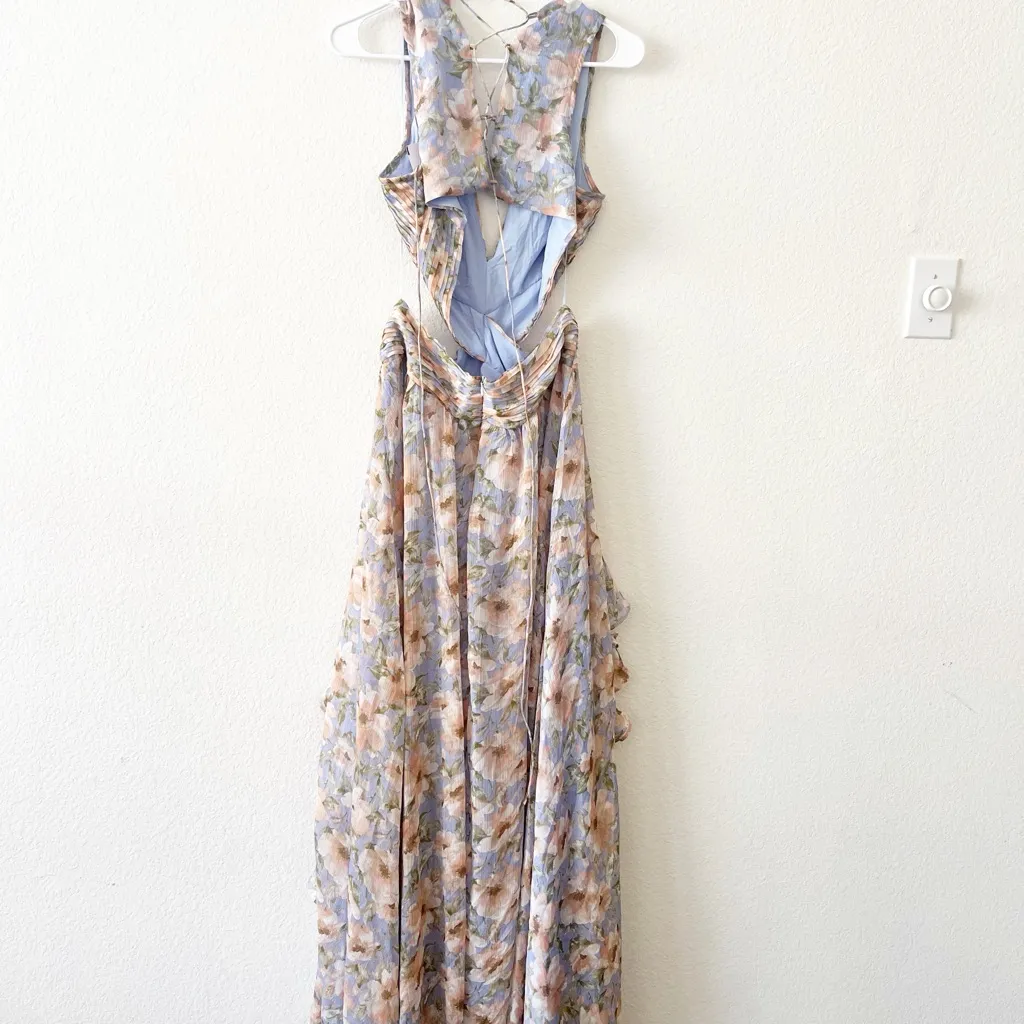 NEW ASTR Noya Floral Ruffle Maxi Slit‎ Dress Size Medium Revolve - Image 8