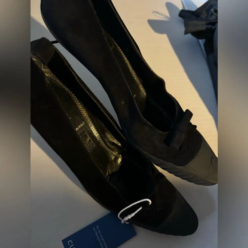 Vintage Fendi Kitten Heels, Black Suede Upper and Rubber Soles with Dust Bags - Image 7
