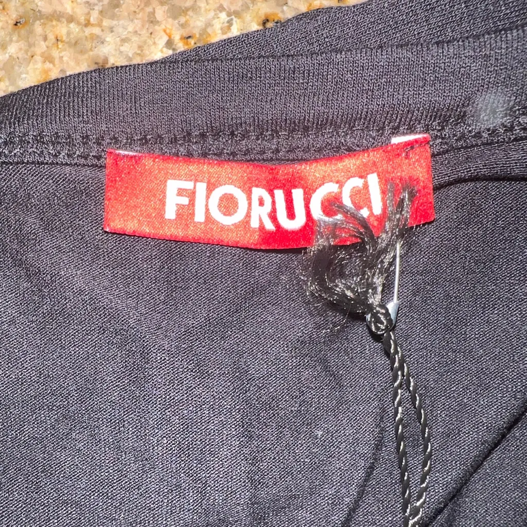 Fiorucci Crystal Rhinestone Logo Long Sleeve Top XS Black Sparkle Tee NWT - Image 10