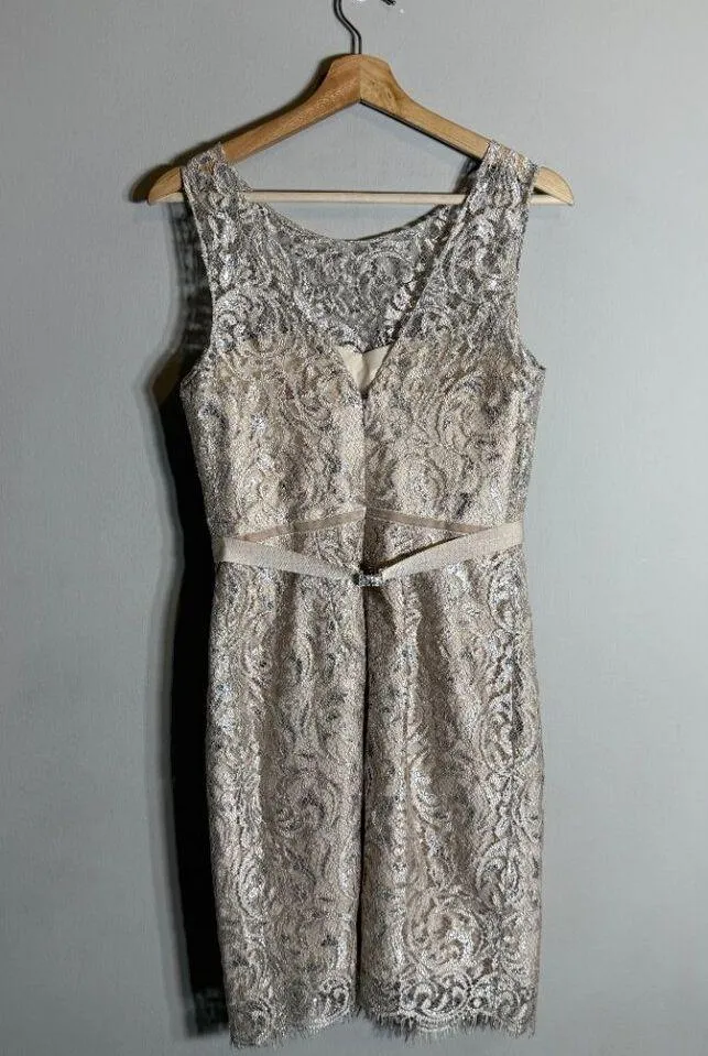 Jenny Yoo Harlow BHLDN Lace Knee Length Cocktail Dress Women's 8 Sandstone Tan - Image 5