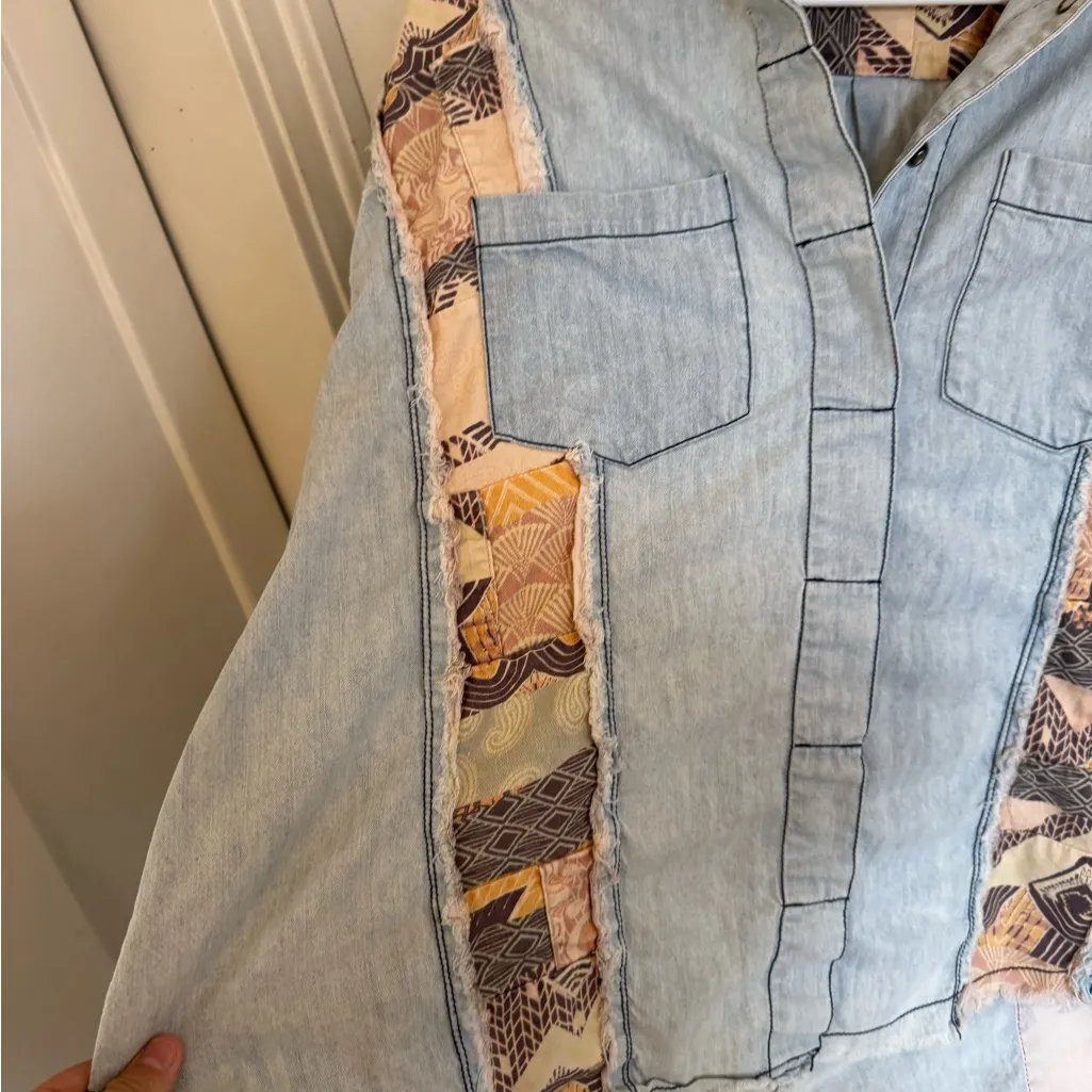 Free People patchwork denim oversized shacket size xs - Image 3