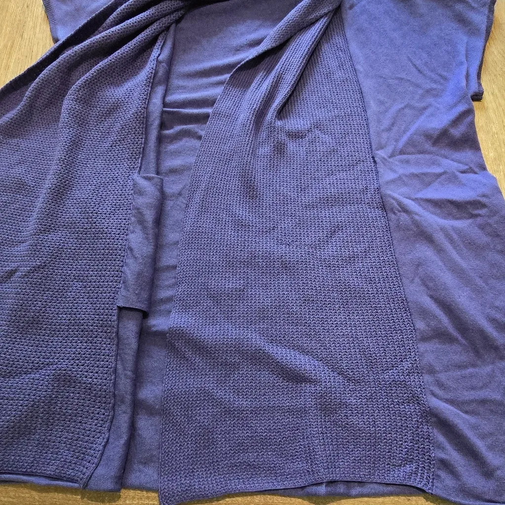 Eileen Fisher Purple Silk Cashmere Short Sleeve‎ Open Oversized Cardigan sz S - Image 2