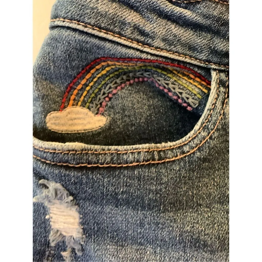 Judy Blue Straight Leg Denim Jeans Rainbow Embroidery Style JB88438 MD Size 29 - Image 3