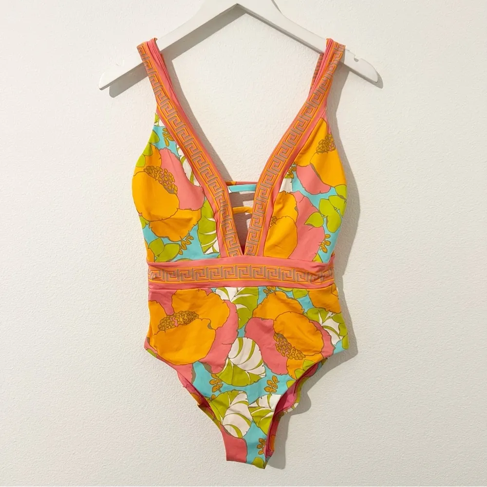 TRINA TURK PLAYA DE FLOR PLUNGE MAILLOT ONEPIECE SWIMSUIT 10 NWT - Image 3