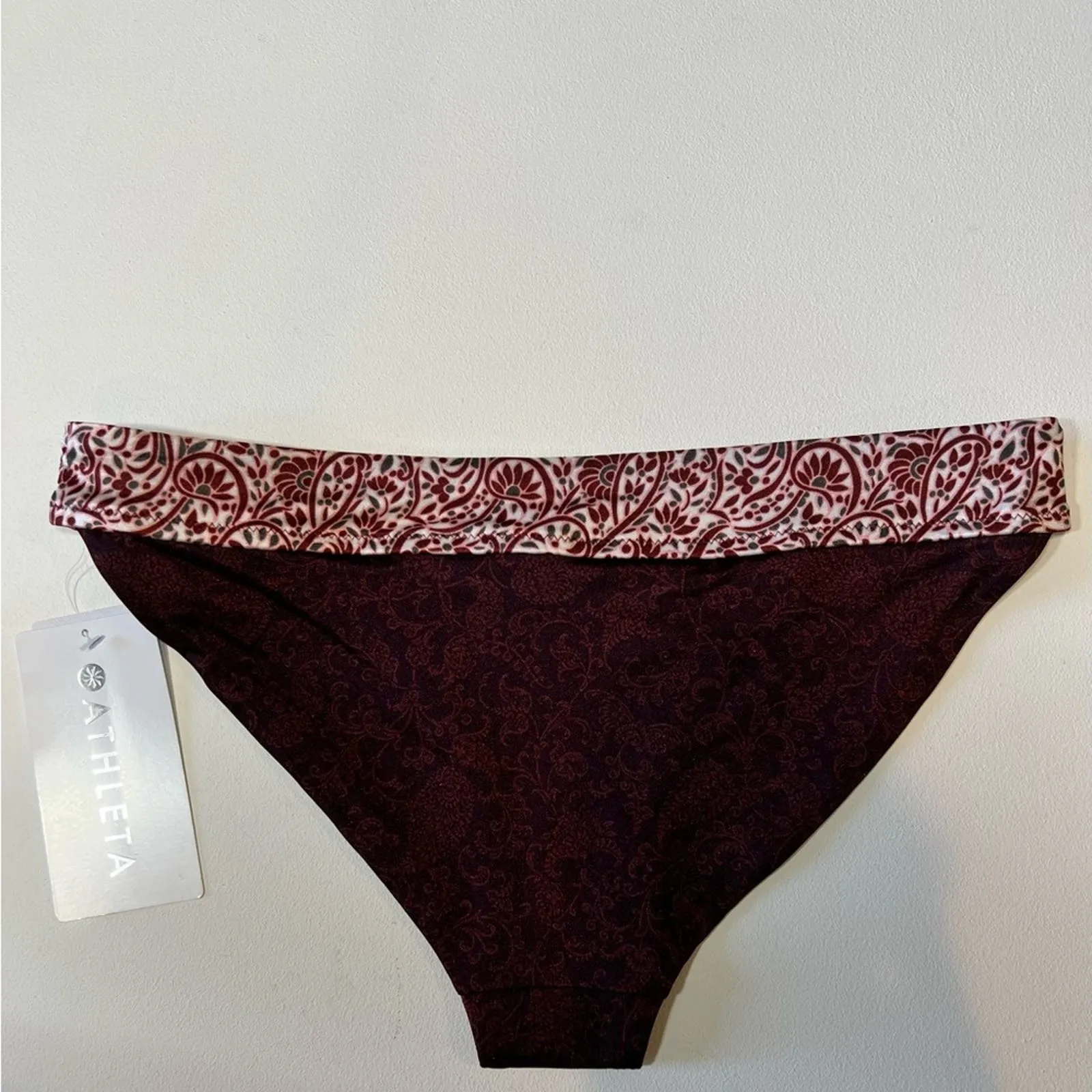 🆕 NWT Athleta Aqualuxe Batik Mid Rise Bottom Bikini Floral Swimsuit Size Medium - Image 9