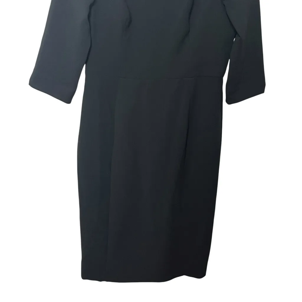 Black Halo Marissa Sheath Dress Women’s Size 12 Black Fitted 3/4 Sleeve Elegant - Image 4