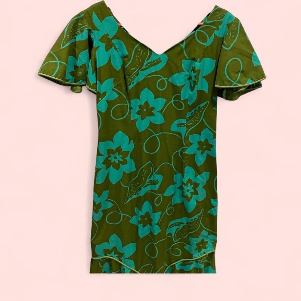 Vintage 60’s olive floral flutter v - Image 3