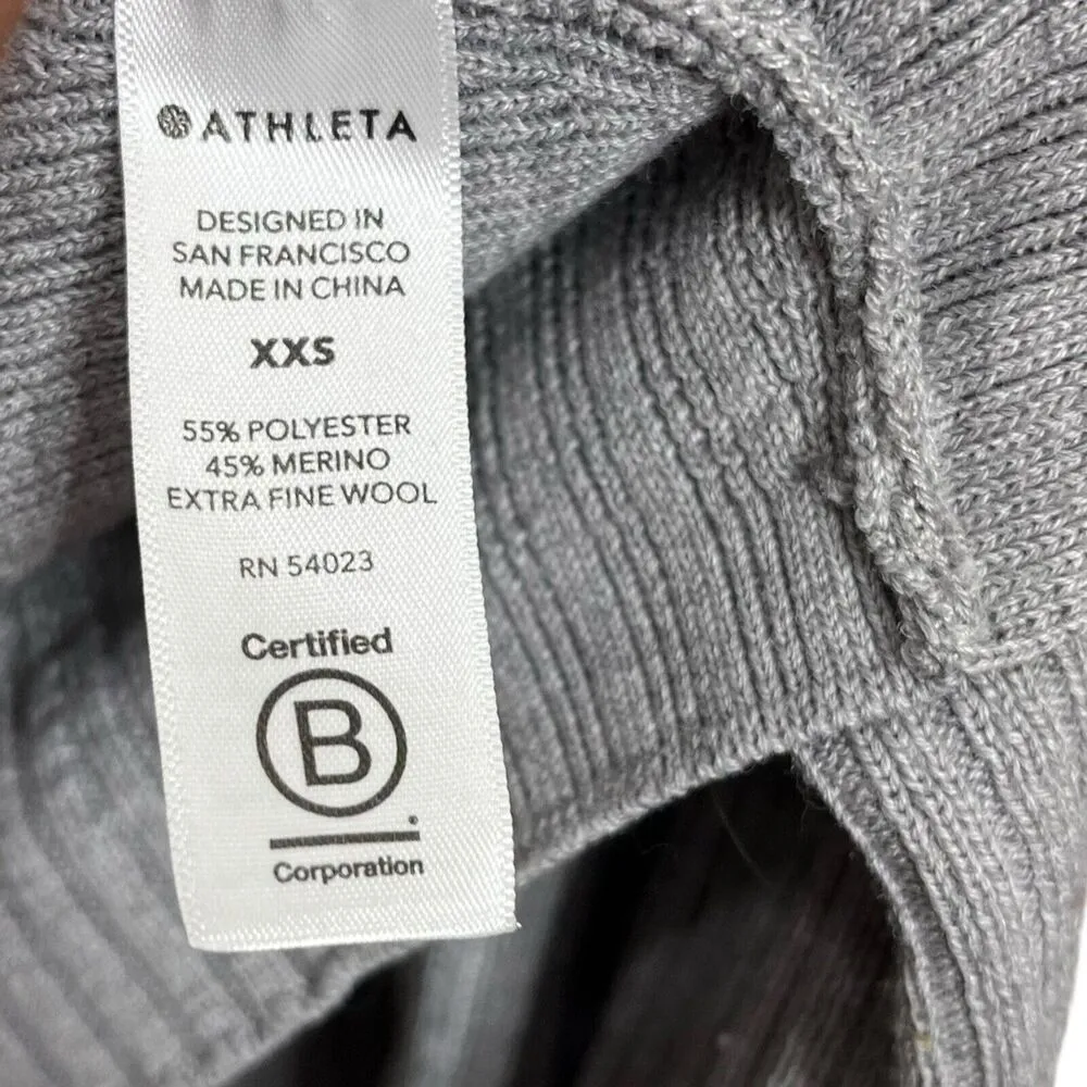 Athleta Solstice Wrap Merino Wool Ribbed Draped Gray Cardigan Sweater Size XXS - Image 10