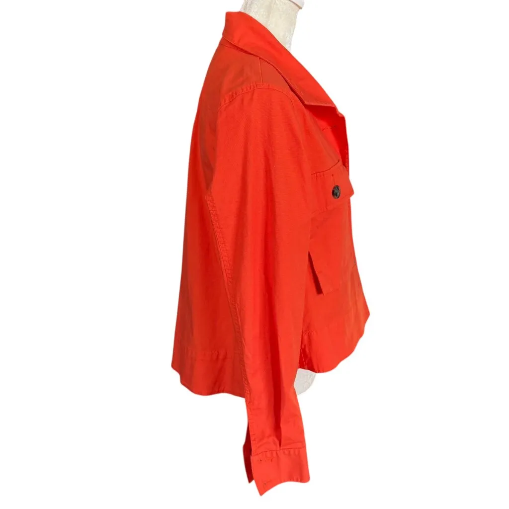 Cabi XS tiger lily orange long sleeve collared button down short swing jacket - Image 4
