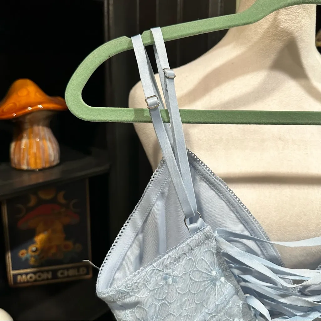 Aerie AEO Blue Floral Lace Corset Bralette NWT Size XL - Image 7