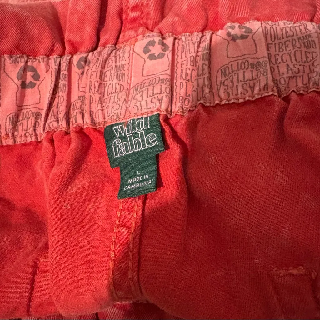 Wild‎ Fable Acid Wash Vintage Paperbag Shorts Red Size Large - Image 3