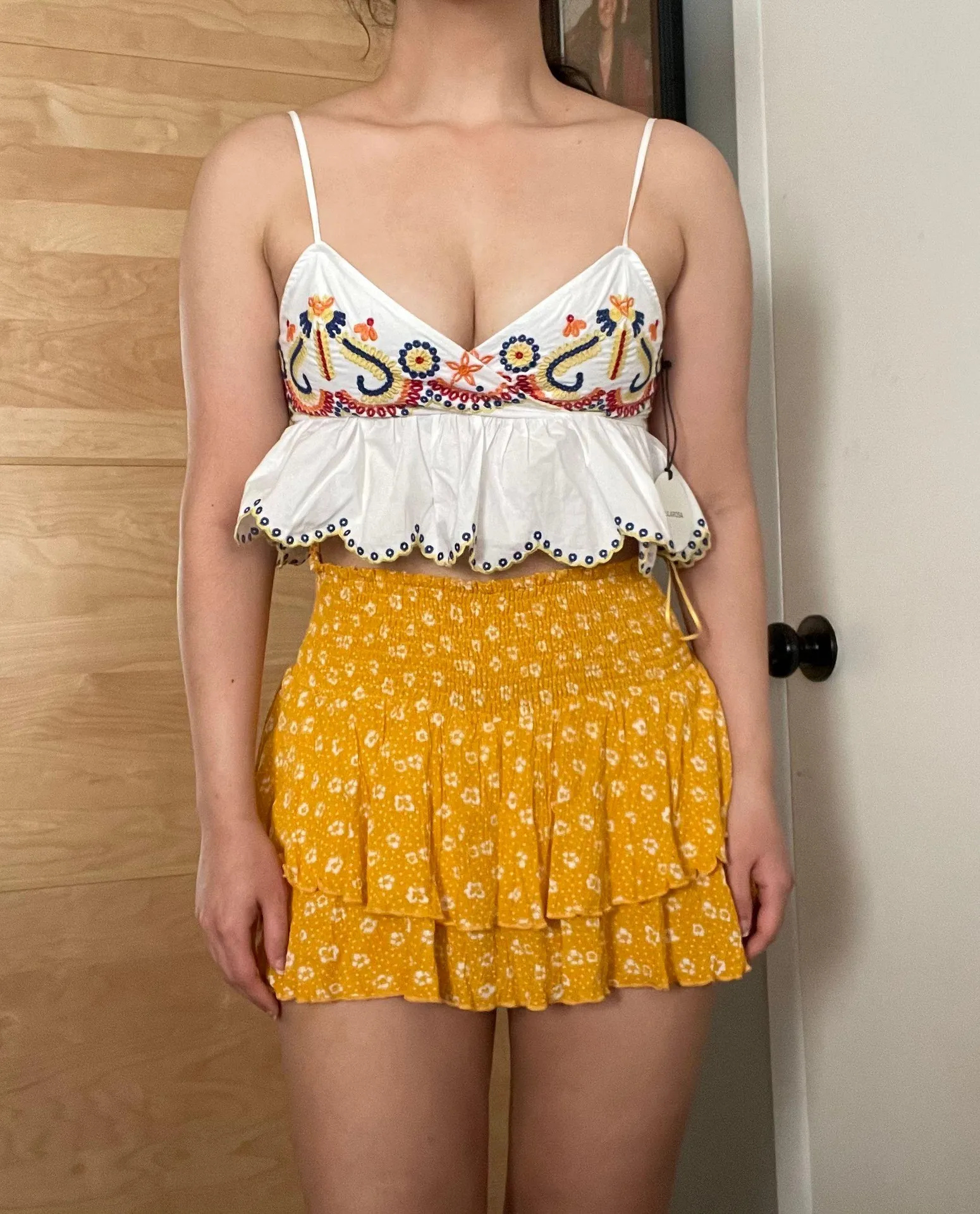 skylar madison Tiered Floral fairycore smocked mini skirt - Image 4