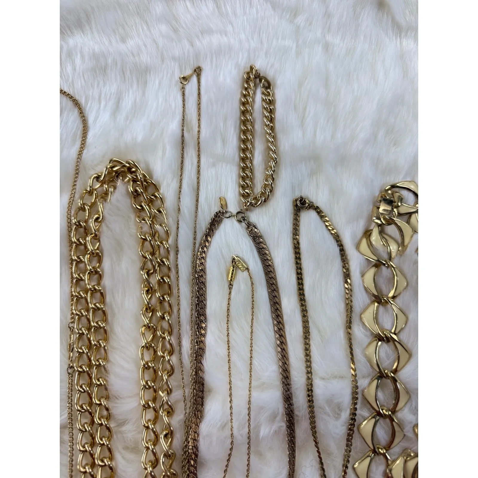Gold Tone vtg Mixed Chain Necklace Set Women Layering Statement Jewelry Bundle - Image 5