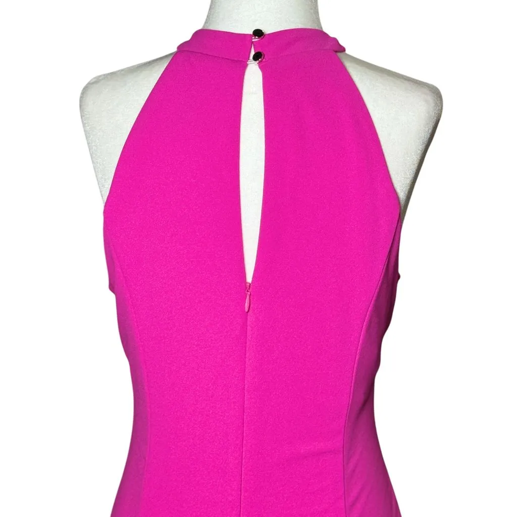 Julia Jordan Womens Midi Dress Size 6 Pink Twist Neck Halter Tulip Hem Summer - Image 4