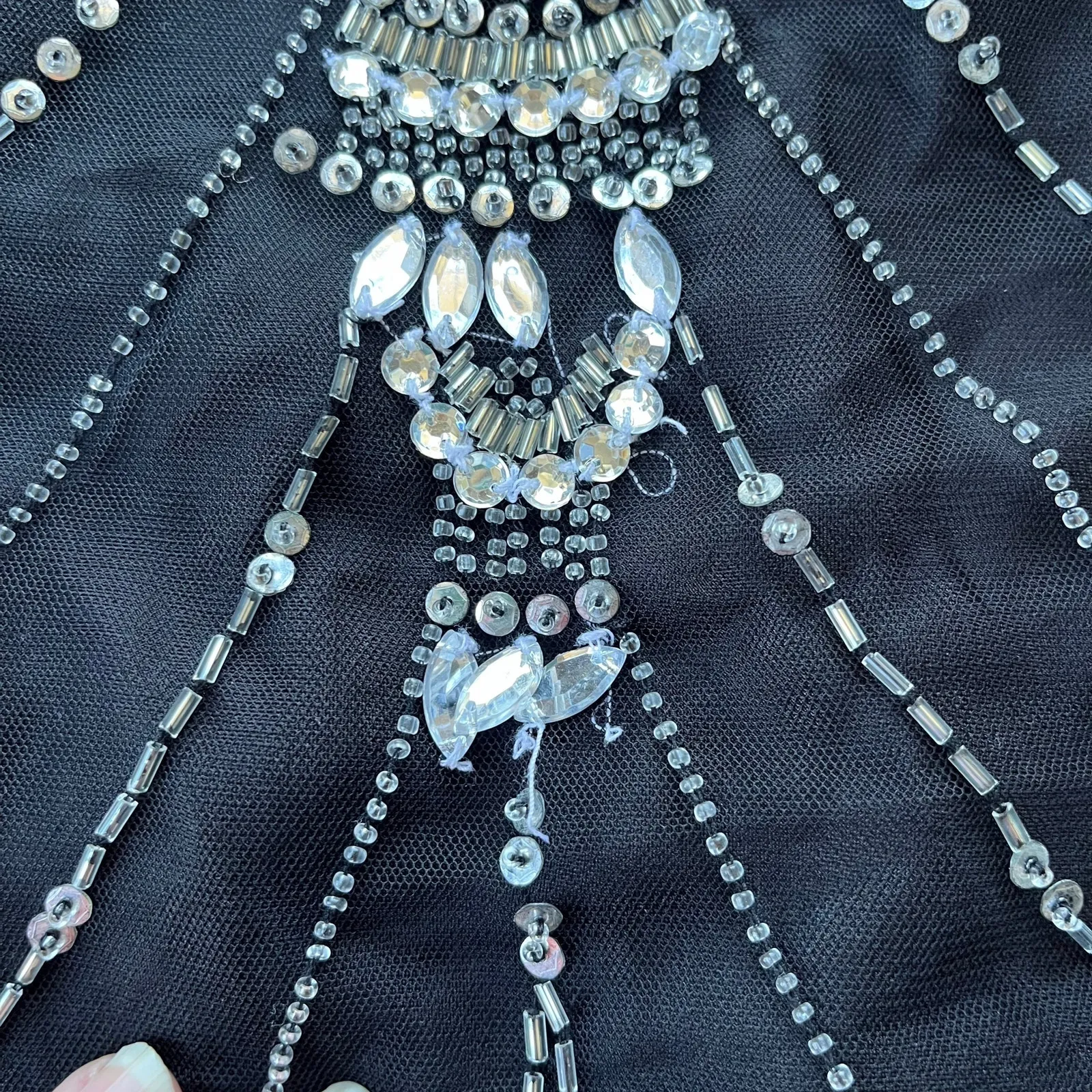 Vtg 90s Scala Beaded Tank Blouse Sz M Y2K Gatsby Art Deco Holiday Sequins Glam - Image 10