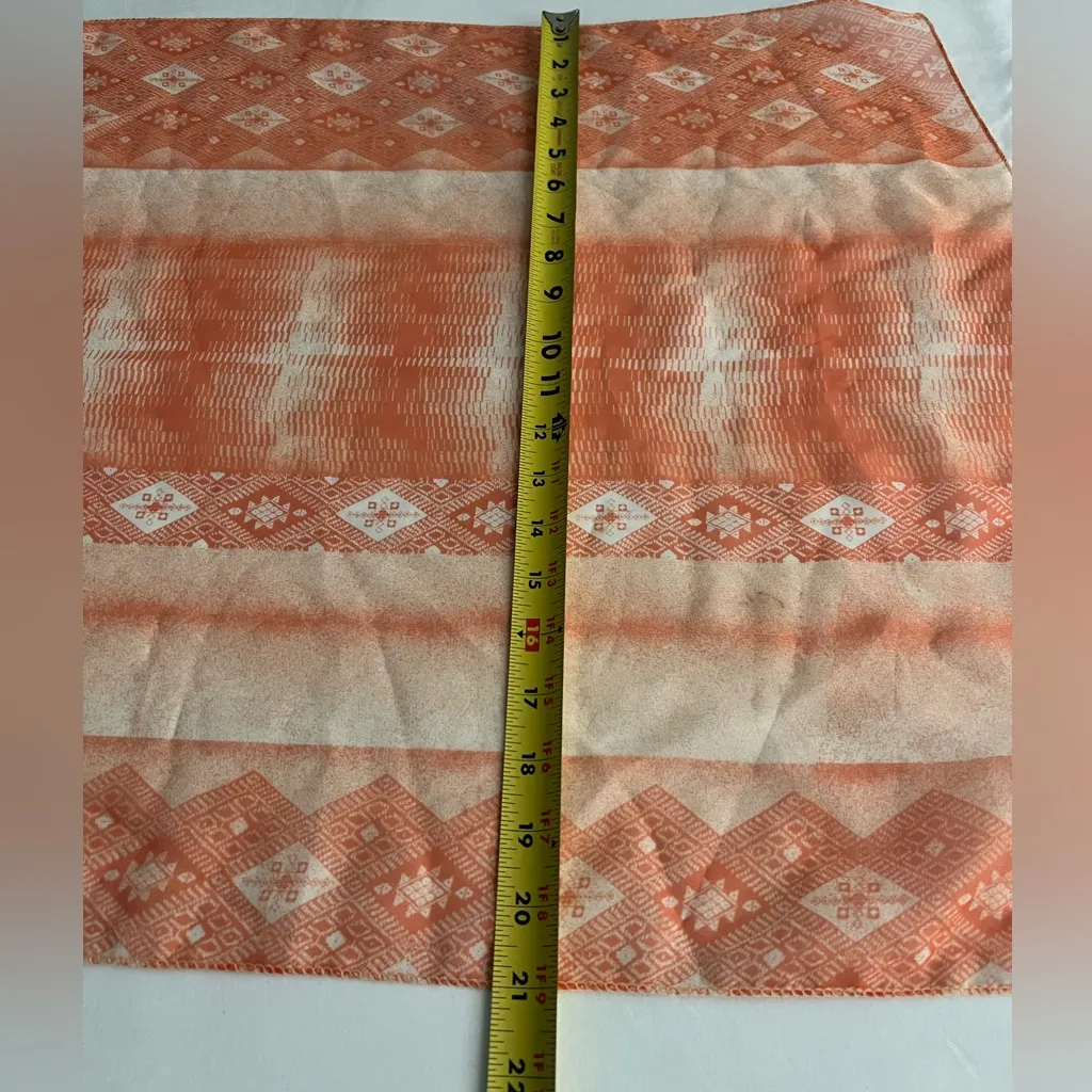 Designed Scarf Women Neckerchief Wrap 100% Polyester Made In Korea Size 62"x21" Orange - Image 12