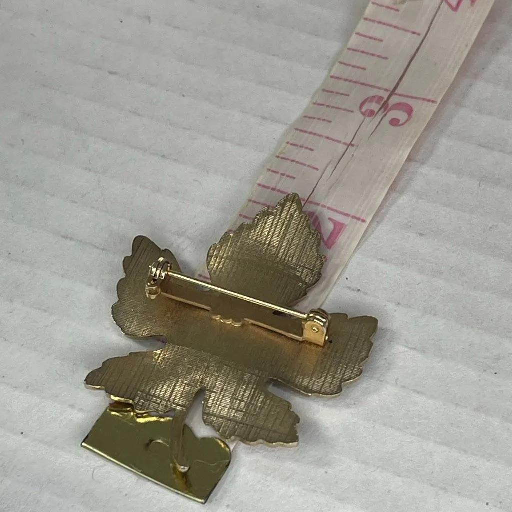 Vintage enamel maple leaf brooch. Gold - Image 4
